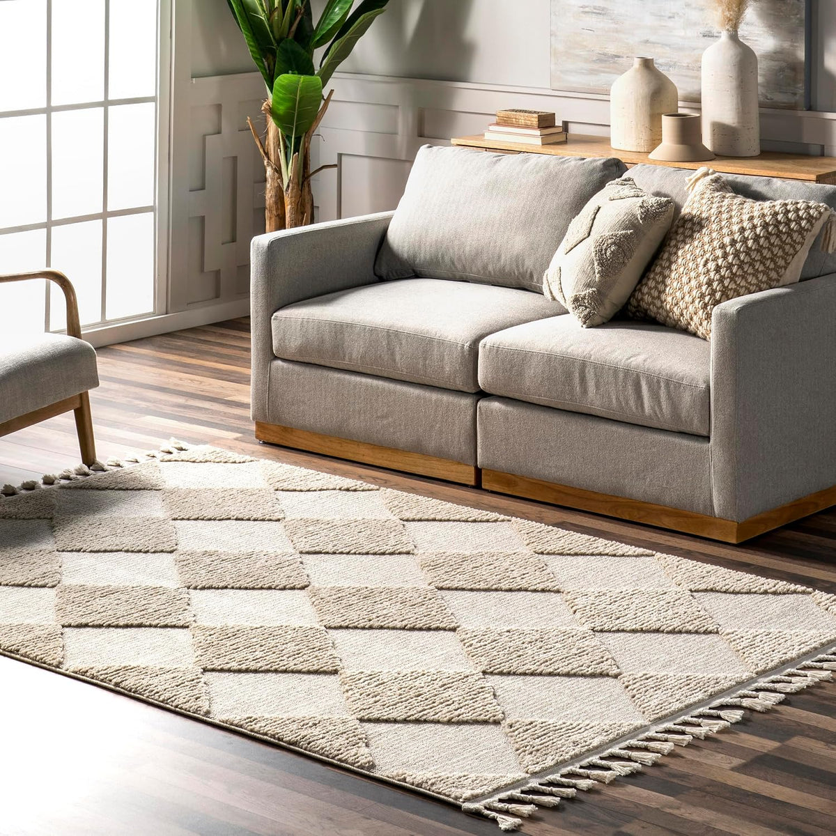 nuLOOM Marissa Beige Checkered Power Loomed Area Rug, 12' x 15'