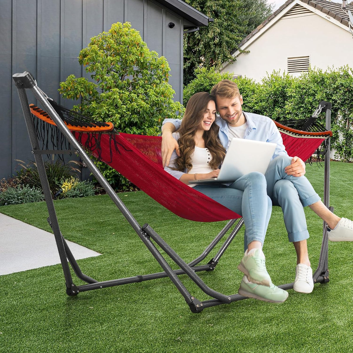 Goutime Collapsible Hammock Stand with Carry Bag, 550lbs,Portable,Red