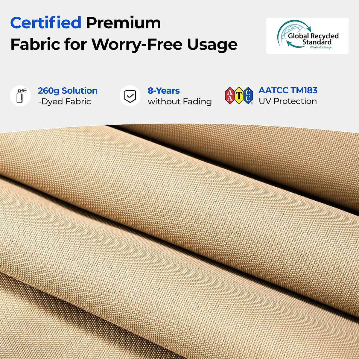 HOMSHADE 10ft Cantilever Patio Umbrella with Base Included, 30 MPH Wind-Resistant Offset Outdoor Hanging Umbrella with 45 Degree Infinite Tilt and Smooth Crank, 260gsm Solution-Dyed 8-Year Fade-Resistant Canopy for Backyard Pool Deck, Beige