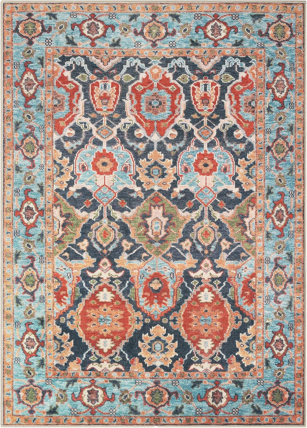 Keen Home Design Vintage Washable Area Rug, Non-Slip Low Pile, 4x6