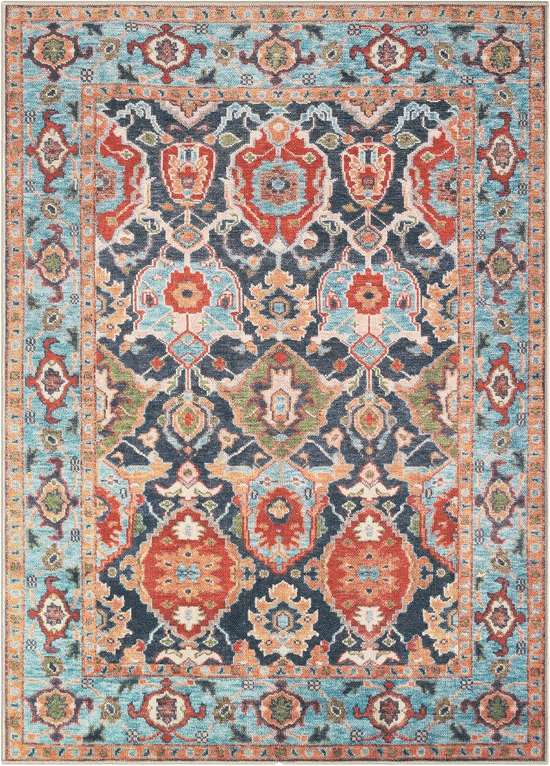 Keen Home Design Vintage Washable Area Rug, Non-Slip Low Pile, 4x6