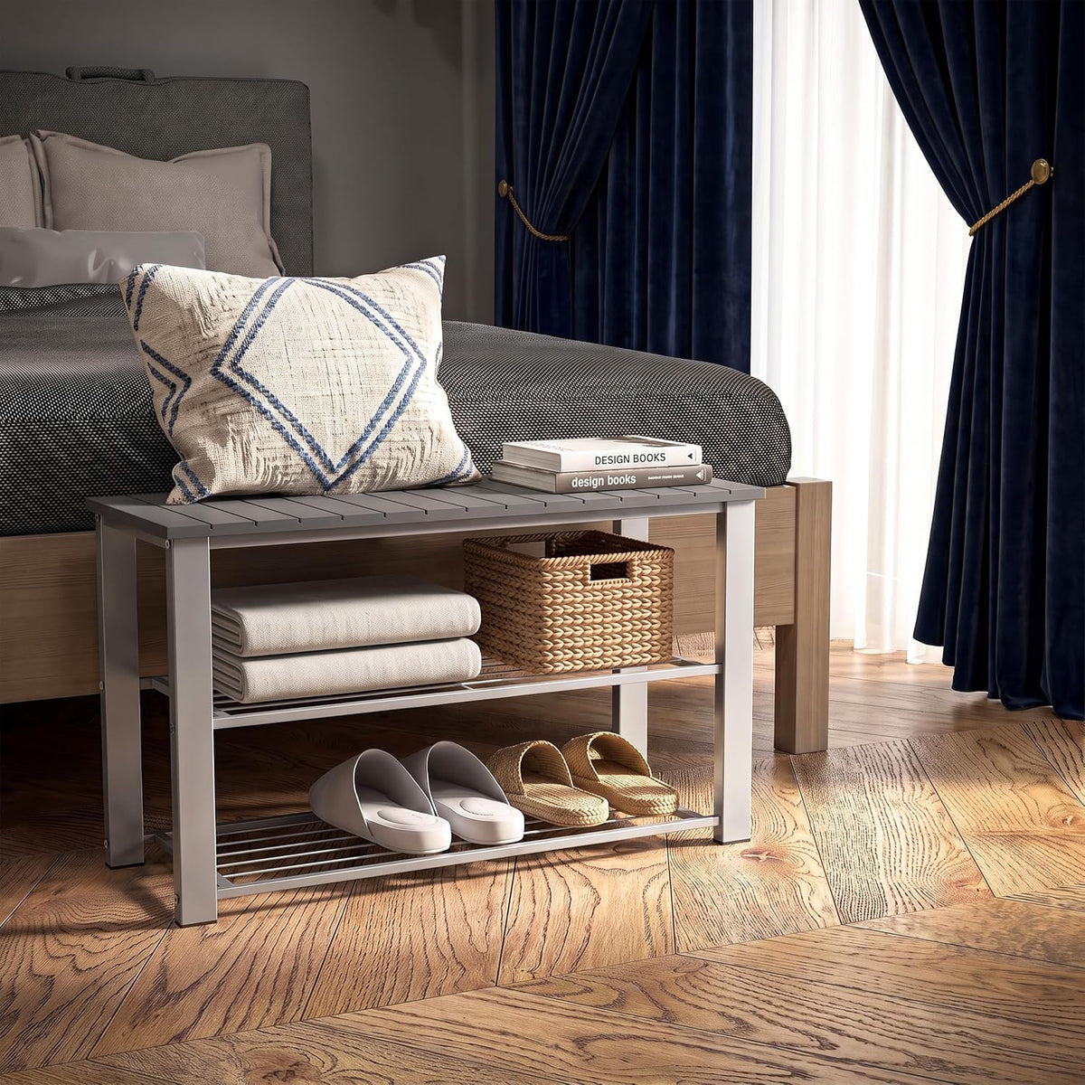 simple houseware wooden top shoe rack bench for on a desk or shelf