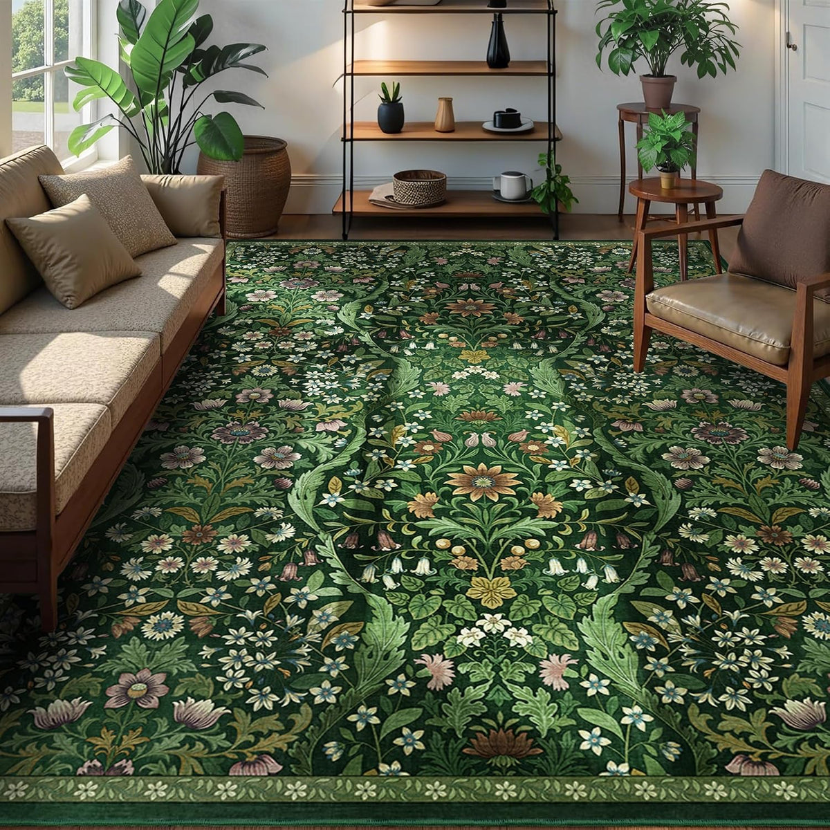 8x10 Large Area Rug Floral Botanical Boho Carpet for Living Room