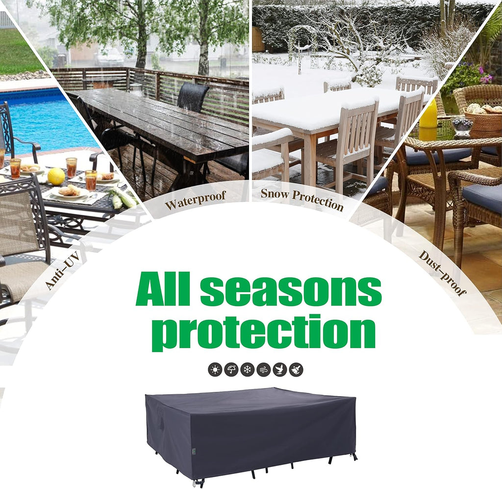 F&J Outdoors Large Patio Furniture Covers, Grey, 126"W x 83"D x 27.5"H