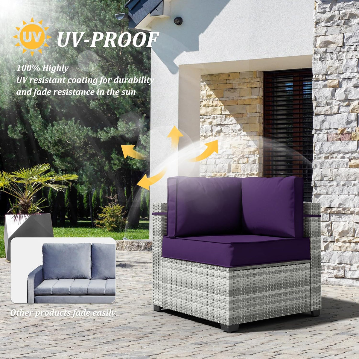 14Pcs Outdoor Cushion Covers Waterproof Fade-Resistant with Zipper