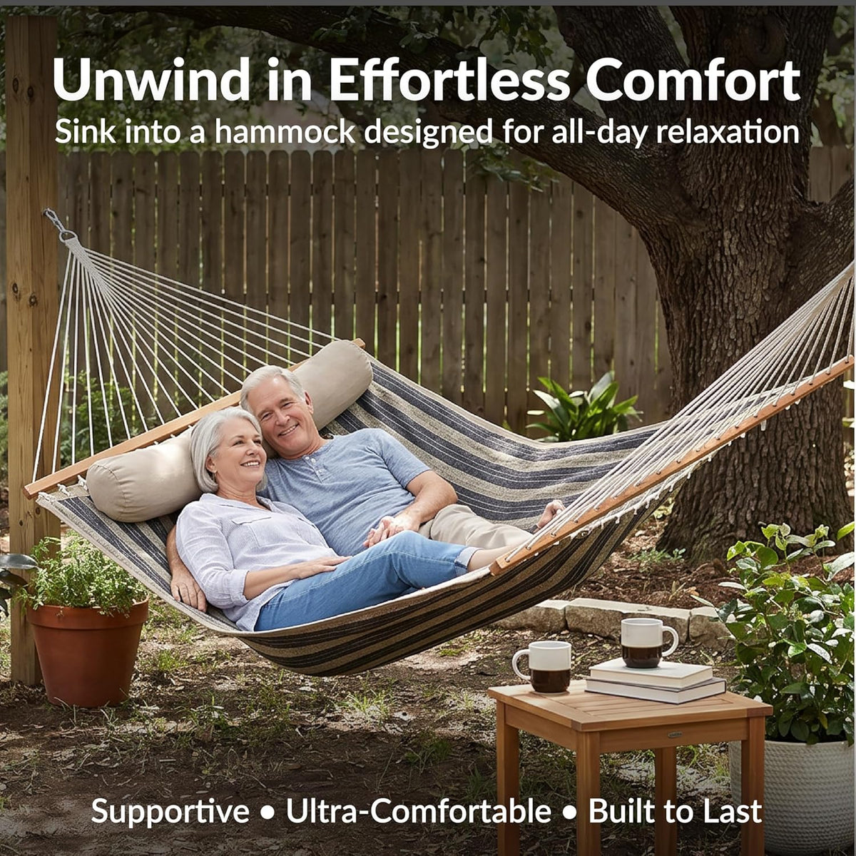 Sunnydaze Quilted Double Hammock for Outside with Pillow, Mountainside