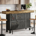 Tribesigns 63" Large Bar Table, 2-Tier Counter Height Table with Footrest
