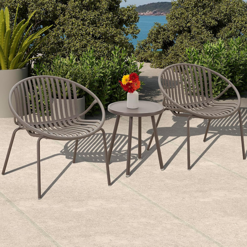 Werph 3-Piece Outdoor Bistro Table and Chairs Set for Backyard & Deck, Grey