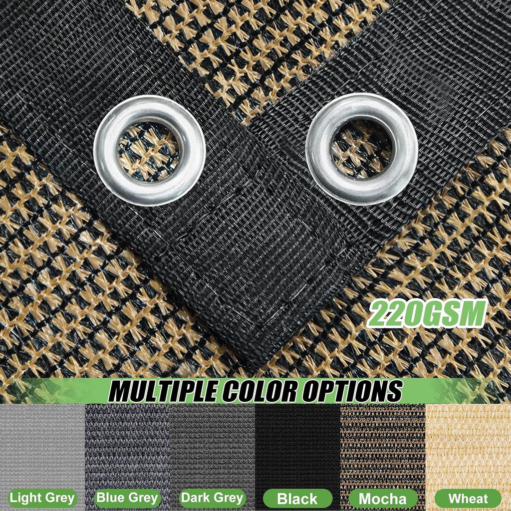90% Outdoor Sun Shade Cloth, 6'×10' Pergola Shade Cover with Grommets, Privacy Screen Sunshades for Patio Garden Backyard Plant, Mocha