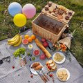 WILLOW WEAVE Wicker Picnic Basket for 4 with Wine Table - Stripe