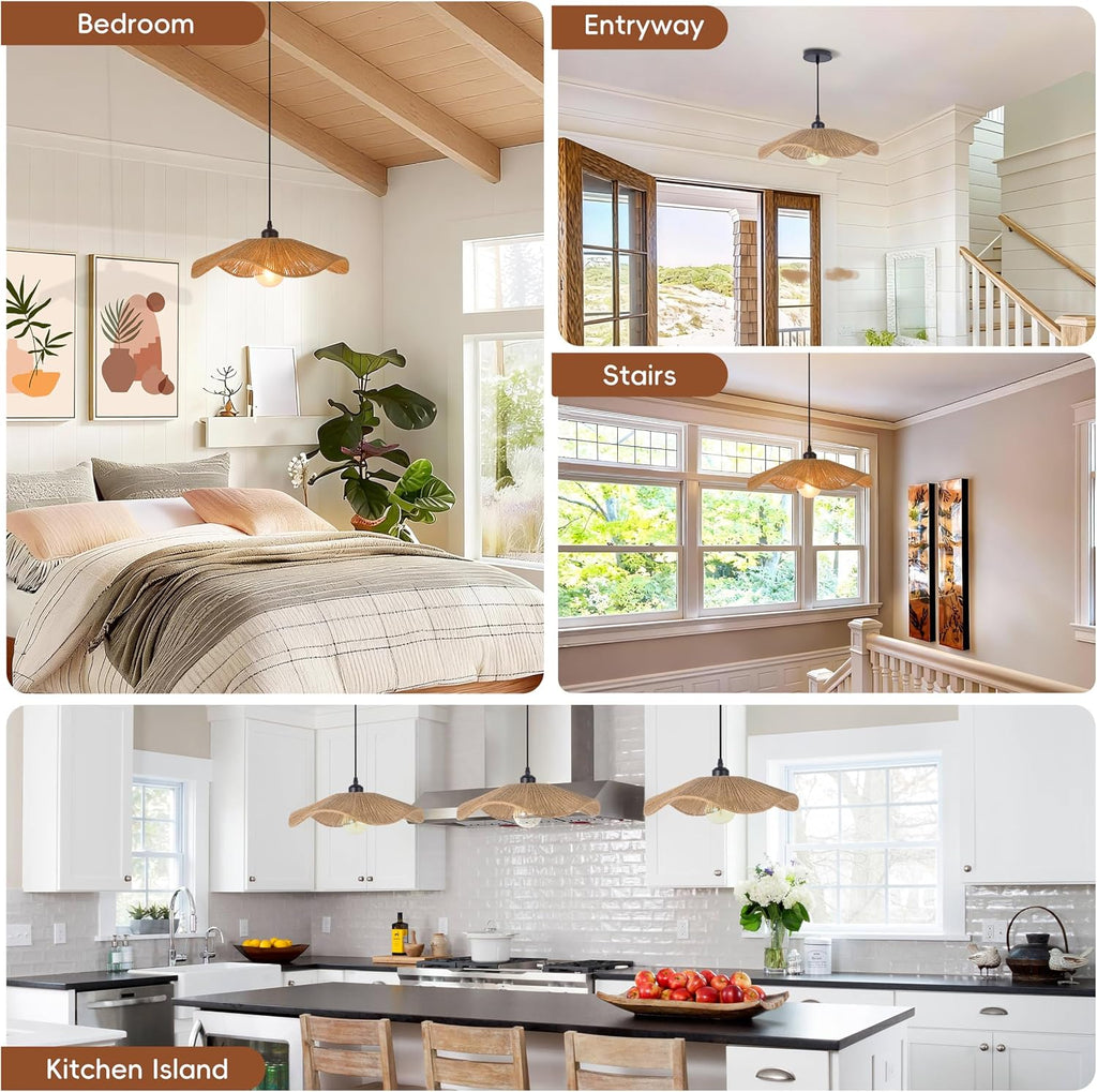 15.7" rattan pendant light for kitchen island, small, view 9