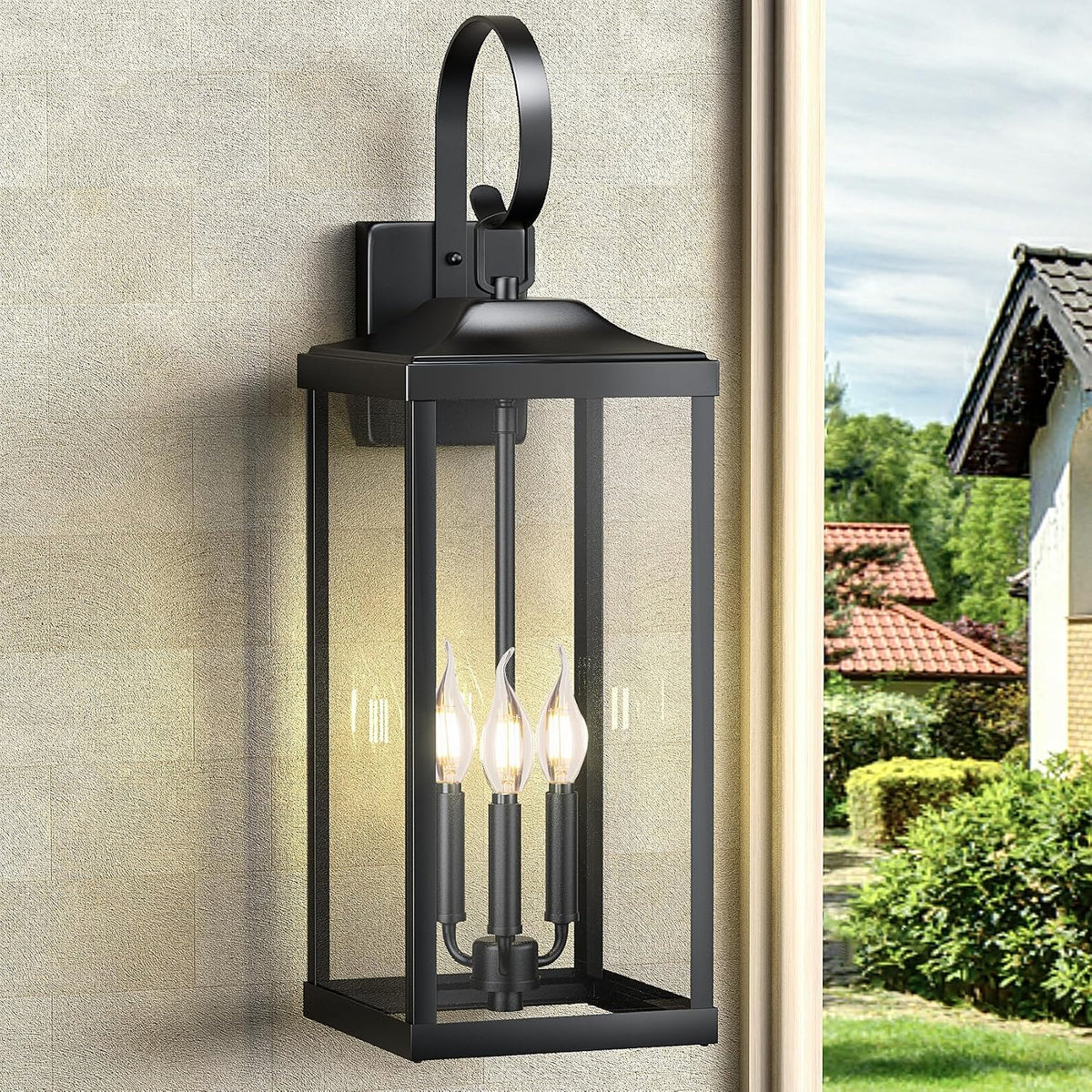 24" Extra Large Outdoor Wall Lights, Waterproof Outdoor Wall Sconce 3-Light