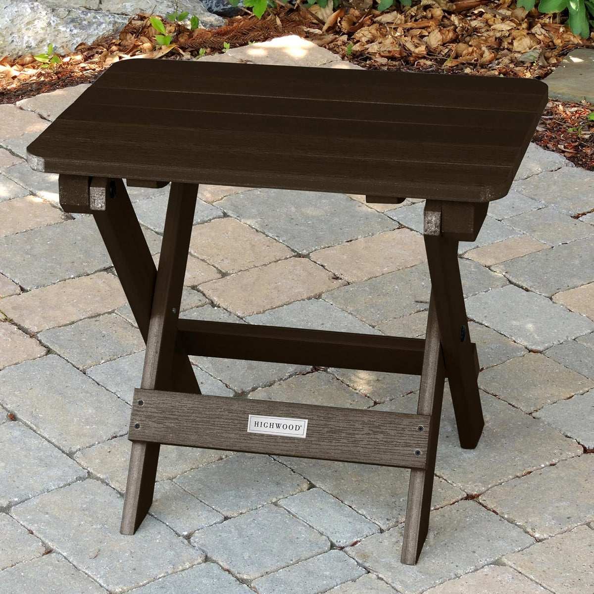 highwood Lehigh (2) Garden Chairs with Folding Side Table, Weathered Acorn