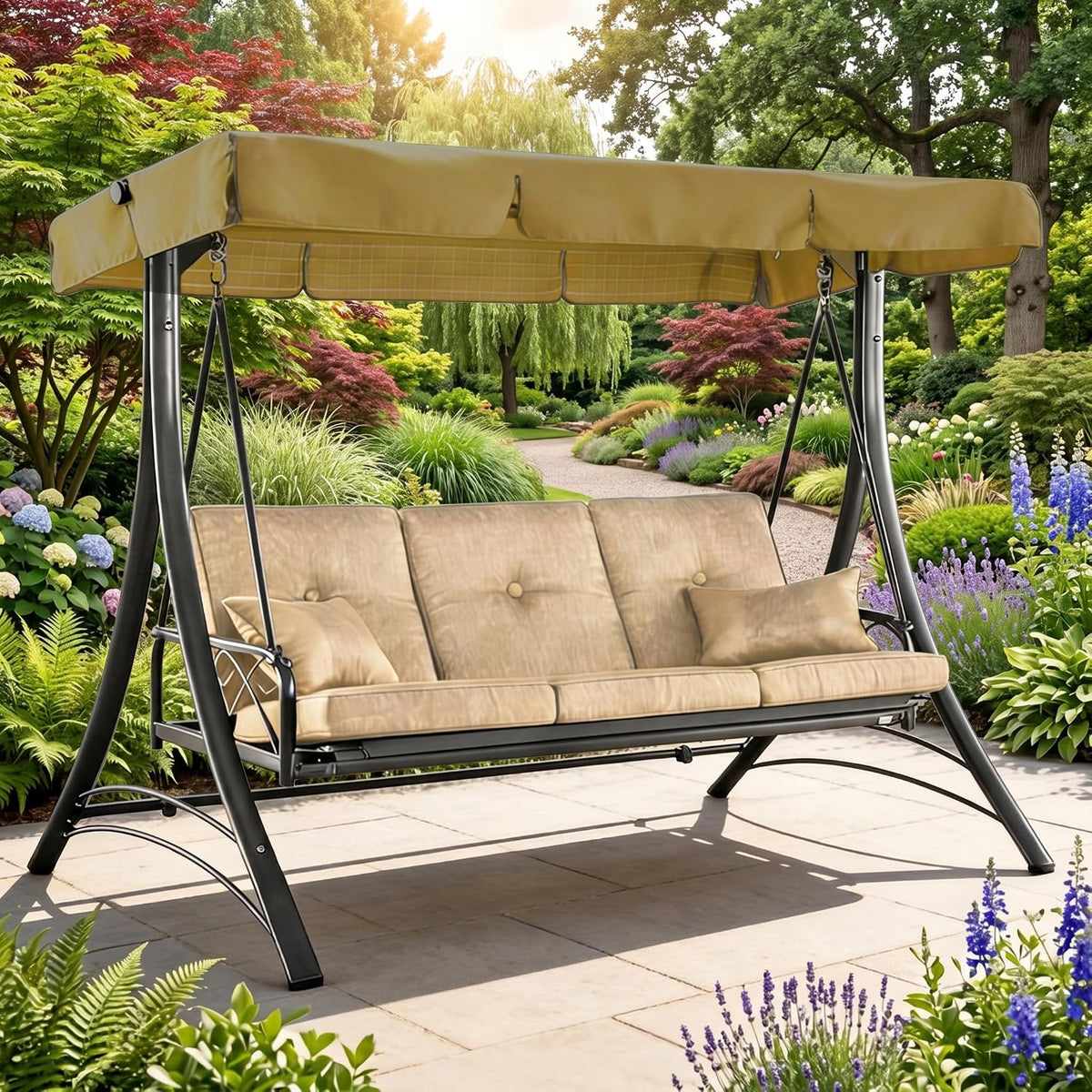 3 Person Patio Swing Replacement Canopy, Beige