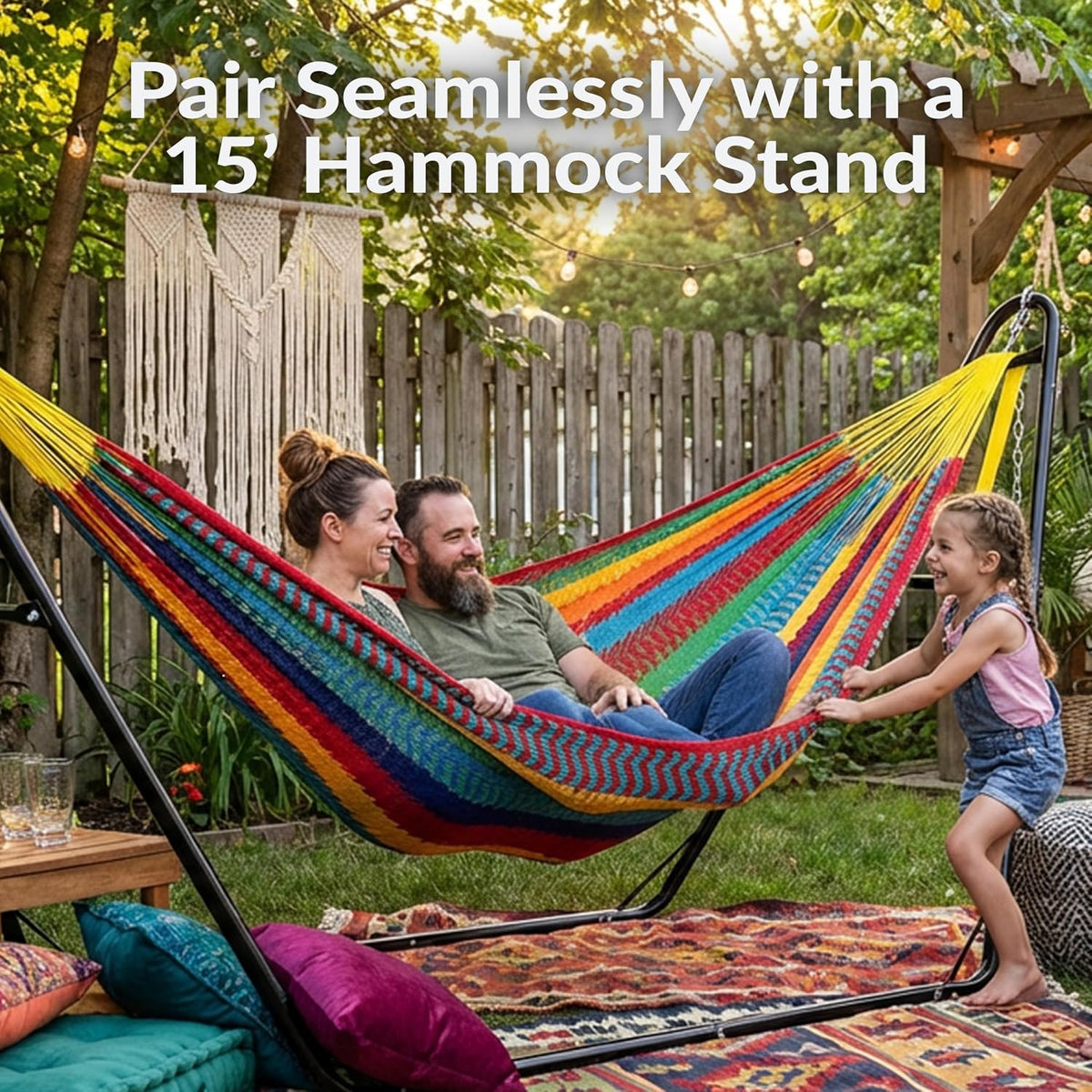 Sunnydaze Mayan XXL Double Heavy-Duty Hammock, Multicolor