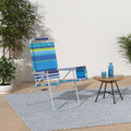 Rio Brands 17" Extended Height 4-Position Folding Beach, Camping, Lawn Chair, Blue/White/Green