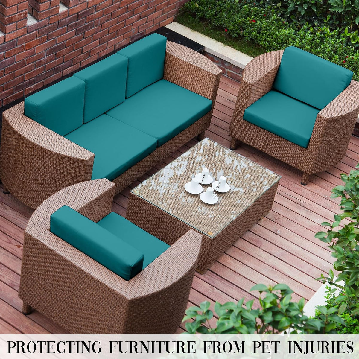 12PCS Patio Cushion Covers， Stretch Patio Furniture Couch SeatSlipcovers