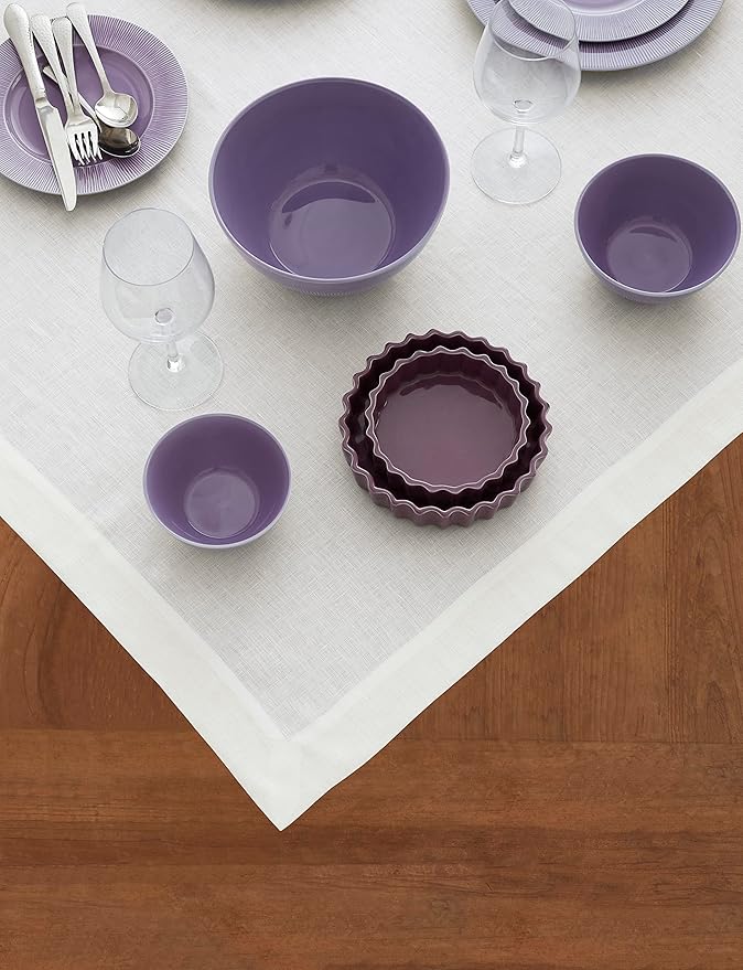Solino Home Linen White Square Tablecloth 52 x 52 Inch - 100% Pure Linen Table Throw - Fete, Machine Washable Table Cloth for Fall, Autumn, Halloween, Thanksgiving, Christmas, Holiday