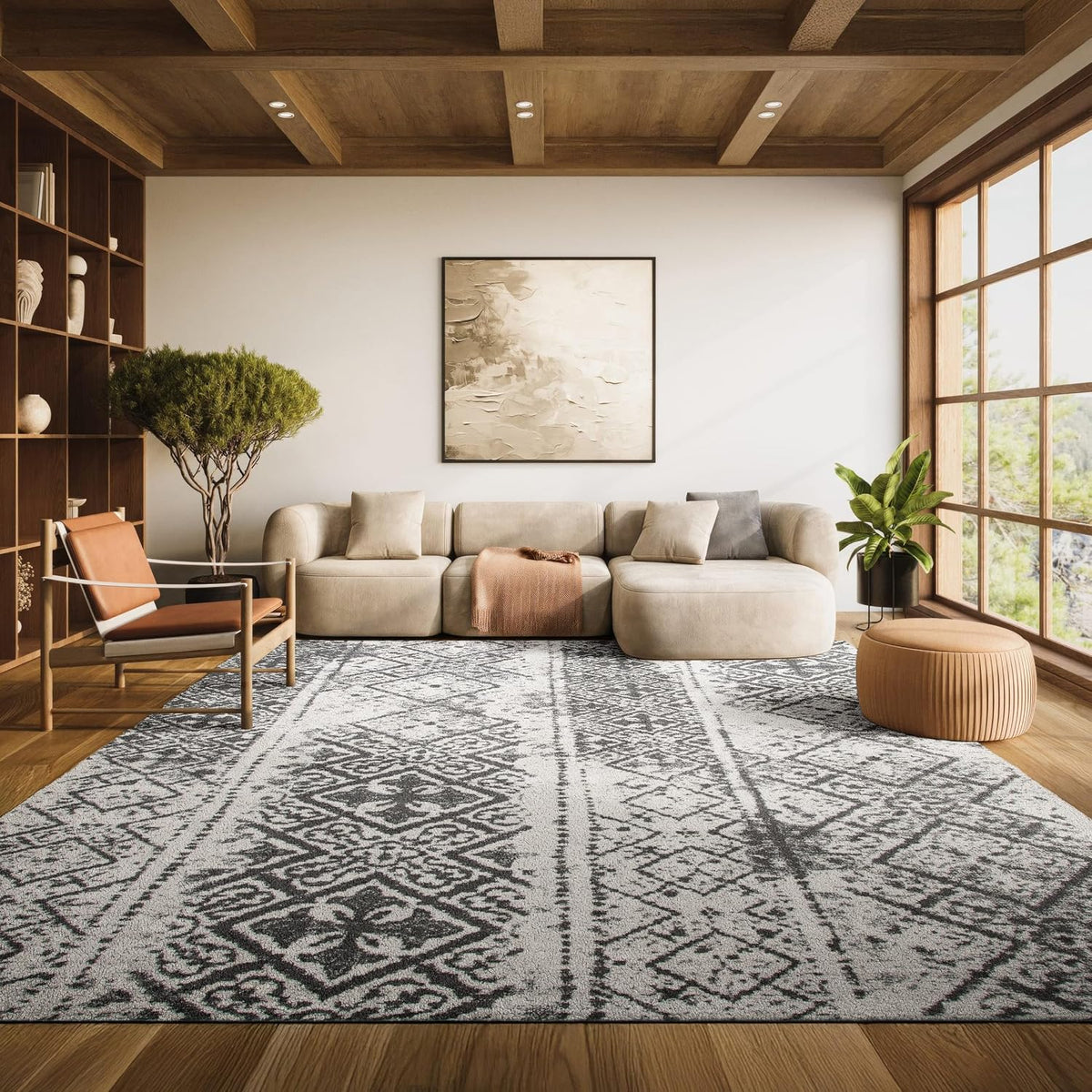 SAFAVIEH Adirondack Collection X-Large Area Rug - 11' x 15', Silver & Black, Moroccan Boho Distressed Design, Non-Shedding & Easy Care, Ideal for High Traffic Areas in Living Room, Bedroom (ADR111H)