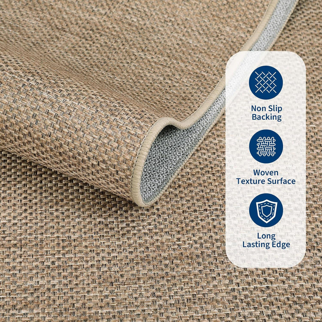 GarveeHome 5x7 Washable Area Rug for Bedroom Non Slip Easy Jute Rugs