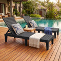 Outdoor Chaise Lounge Chair 5-Position Adjustable Backrest, Black