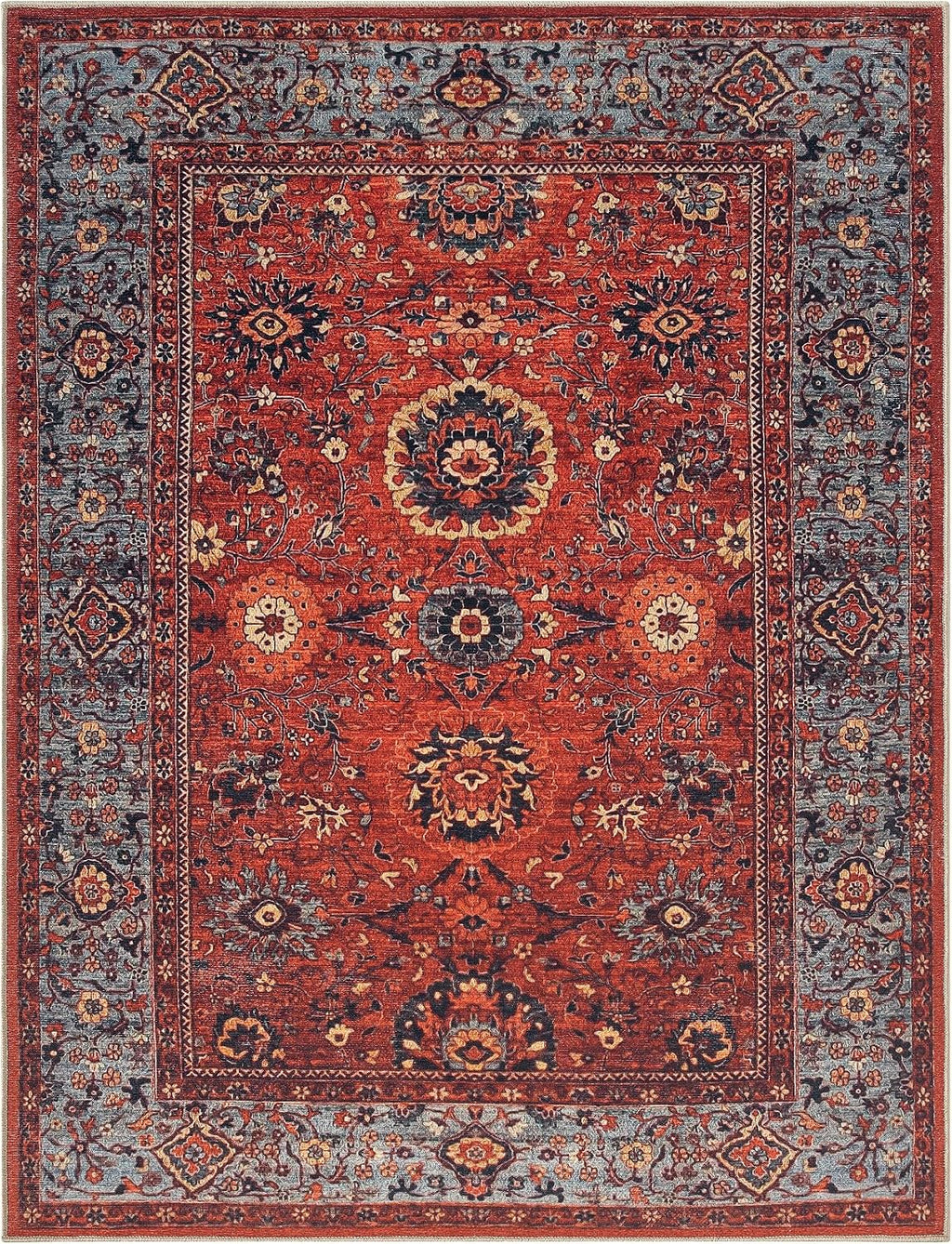 Keen Home Design Vintage Washable Area Rug, Non-Slip Low Pile, 5x7