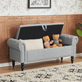 Furniliving 51” Bedroom Bench, End of Bed Bench with Button-Tufted Large Upholstered Storage Bench Ottoman Linen Window Benches with Storage Shoe Cabinet, for Bedroom, Entryway, Closet, Grey
