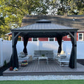 PURPLE LEAF Hardtop Gazebo 12' x 14' Patio Gazebo w/Black Curtain & Netting