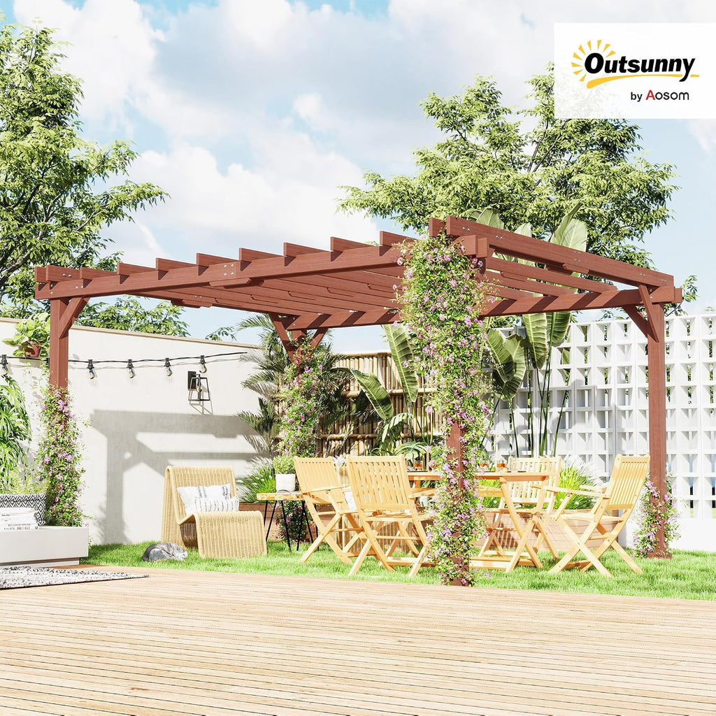 Outsunny 11' x 12.5' Outdoor Pergola, Wood Pergola Gazebo Grape Trellis