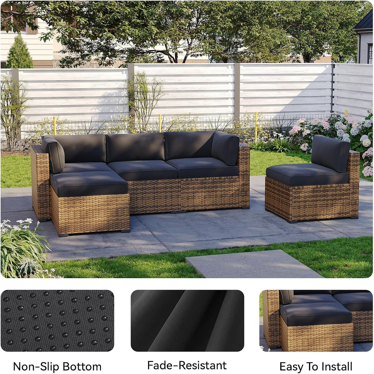 Aoxun 11pcs Patio Cushion Covers Replacement with Zipper & Non-Slip Bottom
