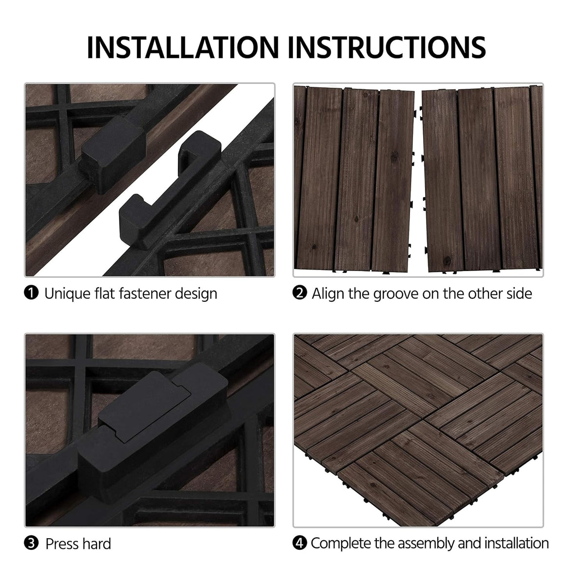 yaheetech 22pcs interlocking deck tiles outdoor patio floor,black, view 10