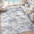 6x9 Area Rugs for Living Room: Washable Abstract Rug Blue Grey