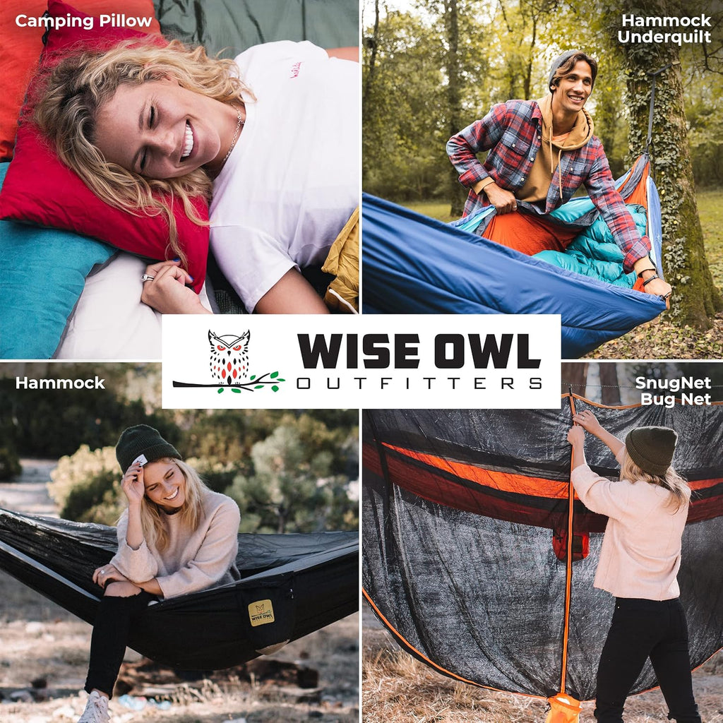 Wise Owl Outfitters Camping Hammock – up to 500lbs Portable Hammock with Tree Straps - Travel, Backpacking, Hiking, Outdoors Camping Gear - Single or Double