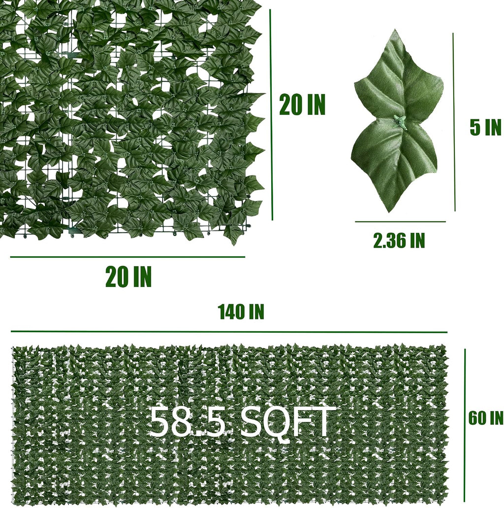 Artificial Ivy Plants Privacy Fence Screen: 60" x 140" (58.5 Sqft)