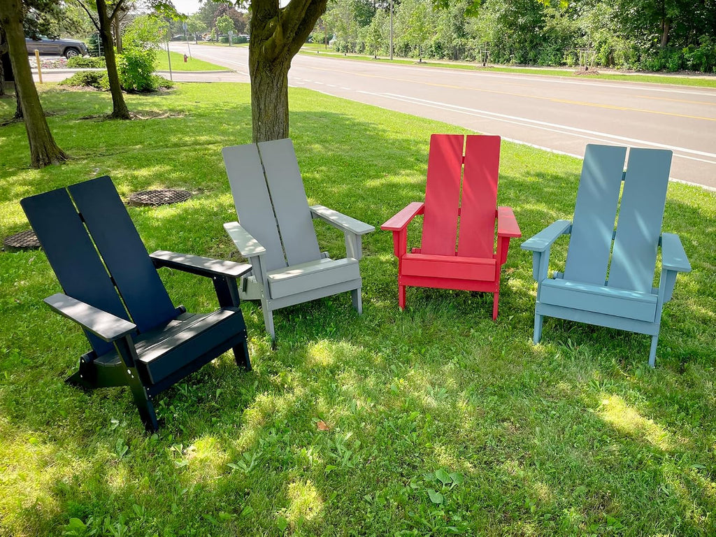 Folding Adirondack Resin Chairs Patio Chairs Lawn Chair Outdoor Adirondack Chair Weather Resistant for Patio Deck Garden, Backyard Deck, Fire Pit - Red