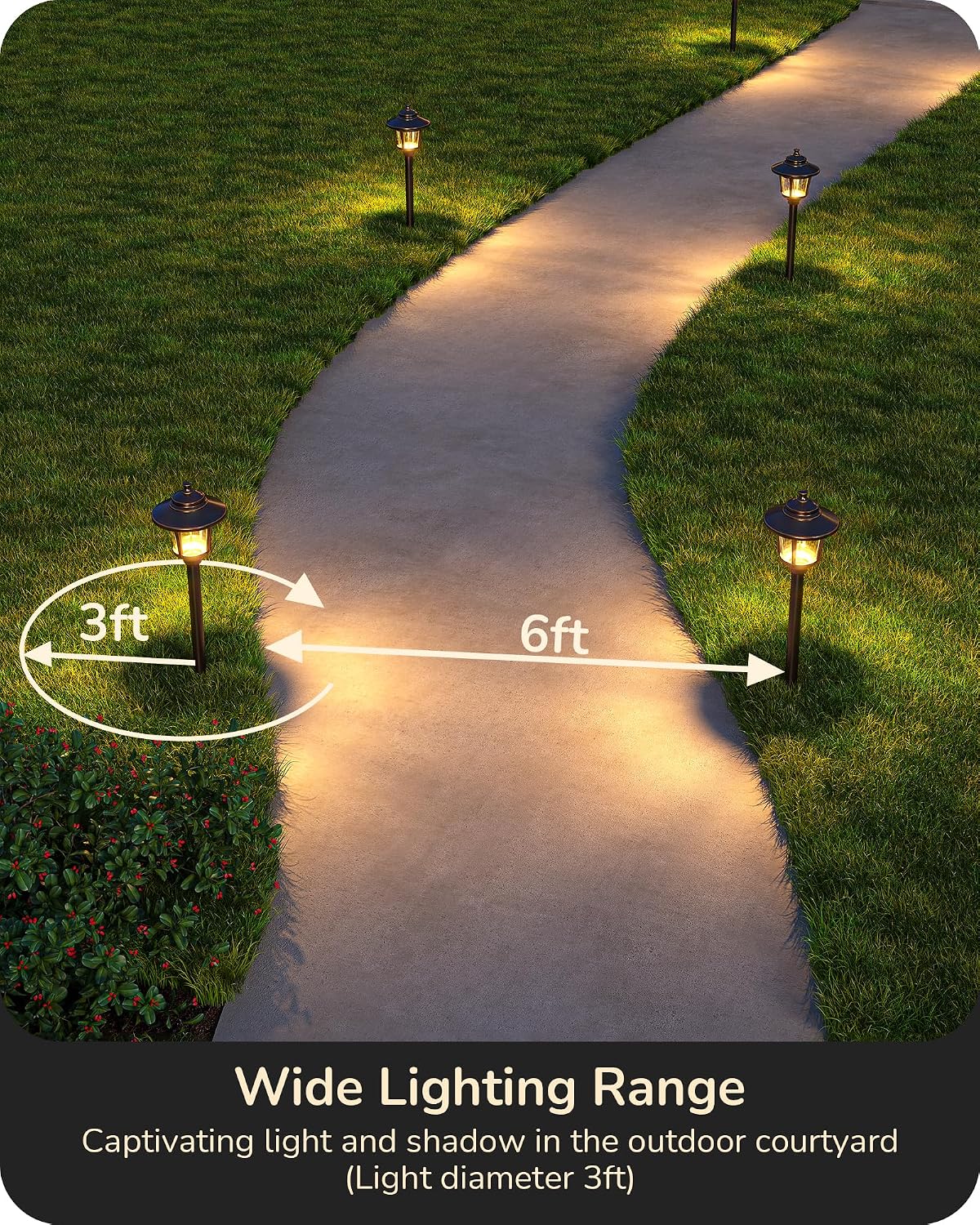 EDISHINE Low Voltage Landscape Lighting 12V 3W 120LM with Connectors 4 Pack