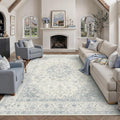 8x10 Blue Washable Area Rug Non Slip Vintage Carpet