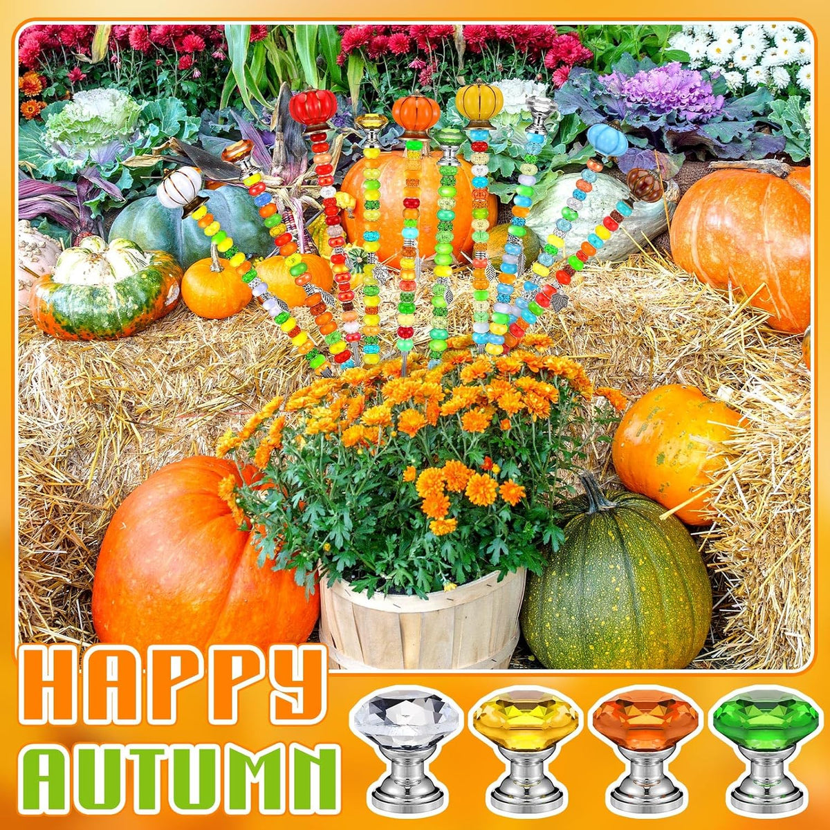 Hicarer 338 Pcs Fall Beaded Fall Garden Stakes DIY Fairy Wand Kit
