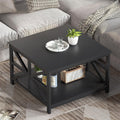 GreenForest 27.55 Inch Square Coffee Table with 2 Tier Storage