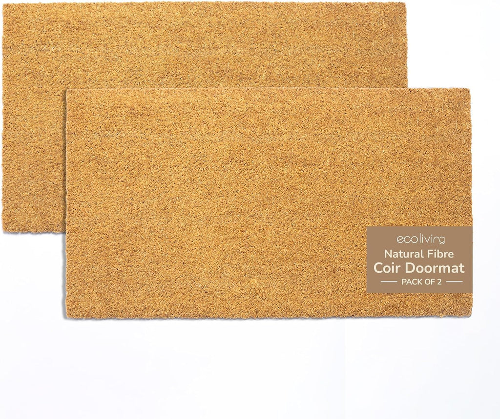 Coco Coir Door Mat DIY Plain Welcome Mat, Pack of 2, Beige 30x17