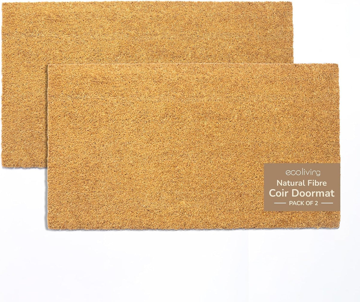 Coco Coir Door Mat DIY Plain Welcome Mat, Pack of 2, Beige 30x17
