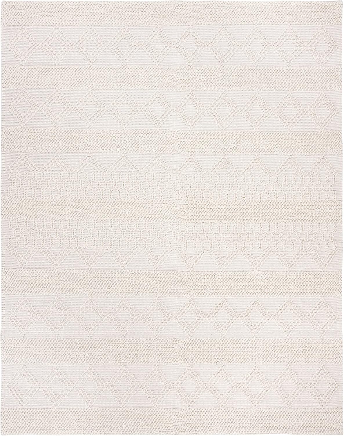 SAFAVIEH Natura Collection X-Large Area Rug - 12' x 18', Ivory, Handmade Moroccan Boho Tribal Wool & Cotton, Ideal for High Traffic Areas in Living Room, Bedroom (NAT102C)