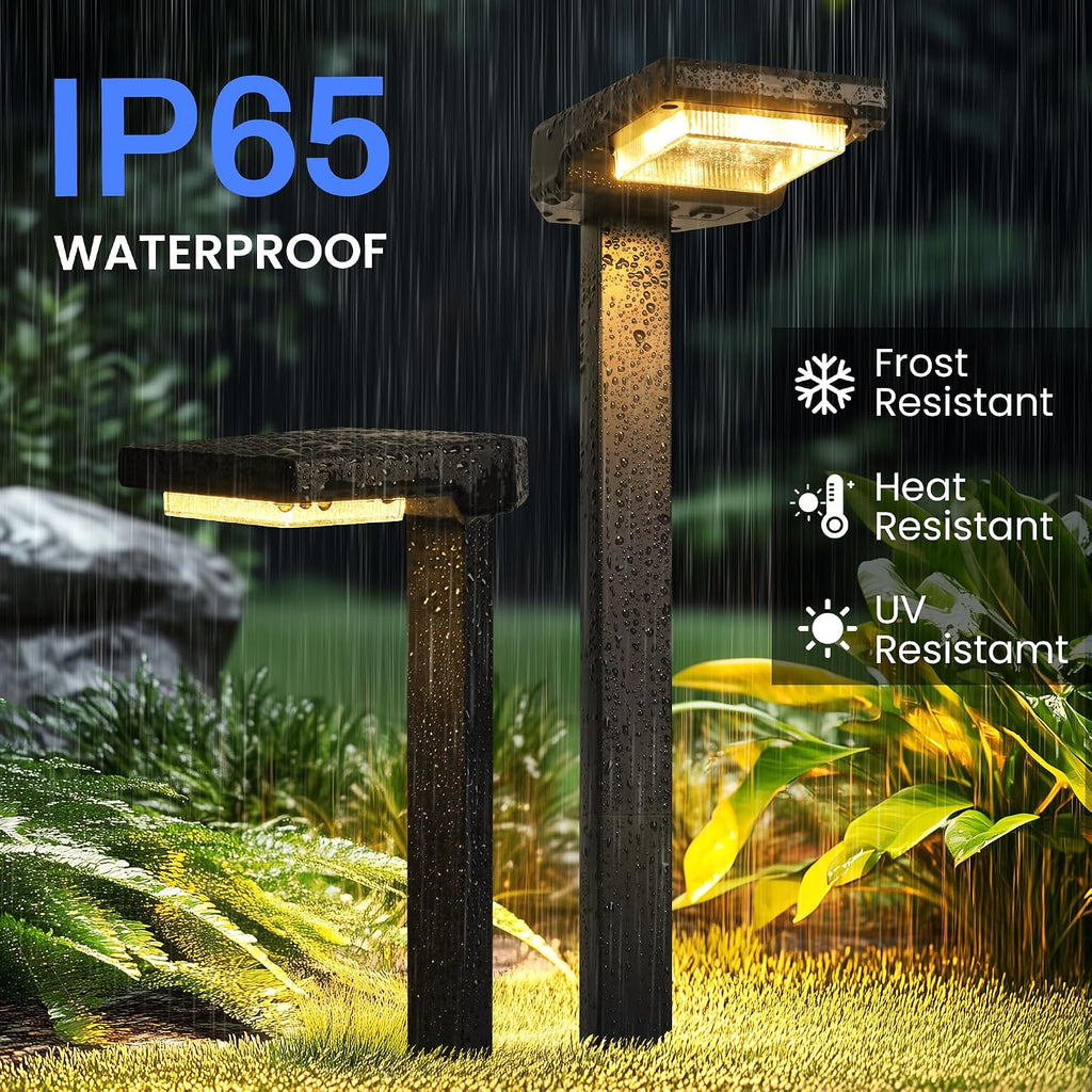 AUDERWIN Solar Pathway Lights Outdoor, Smart Color Changing 9-in-1 Modes