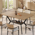MECHYIN 55" Dining Table for 4-6, Industrial Kitchen Table with Spacious Storage Shelf, Sturdy Metal Frame Rectangle Dining Table for Dining Room, Small Apartments, Home Office