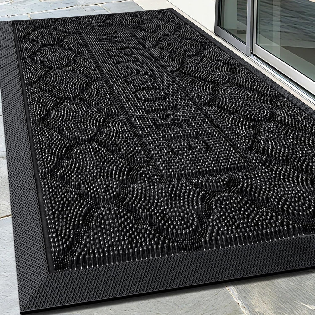 FRAMICS Front Door Mat Outside Entrance, Rubber Door Mats Welcome 24"x36"
