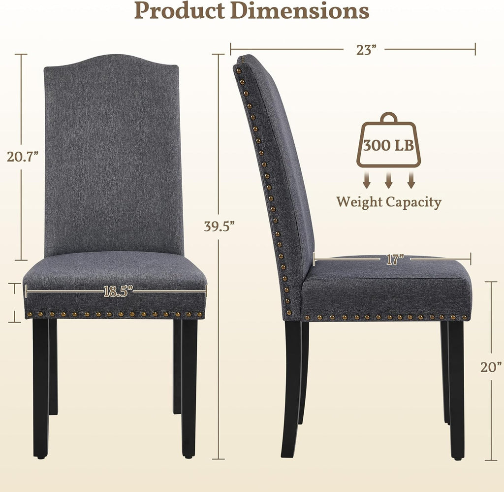 Yaheetech Dining Chairs Set of 2 High Back Parson Chairs Dark Gray