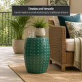 Red Lantern 18" Blue-Green Porcelain Garden Stool