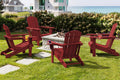SERWALL Outdoor Adirondack Chairs with 2 Cup Holders,Foldable,Red