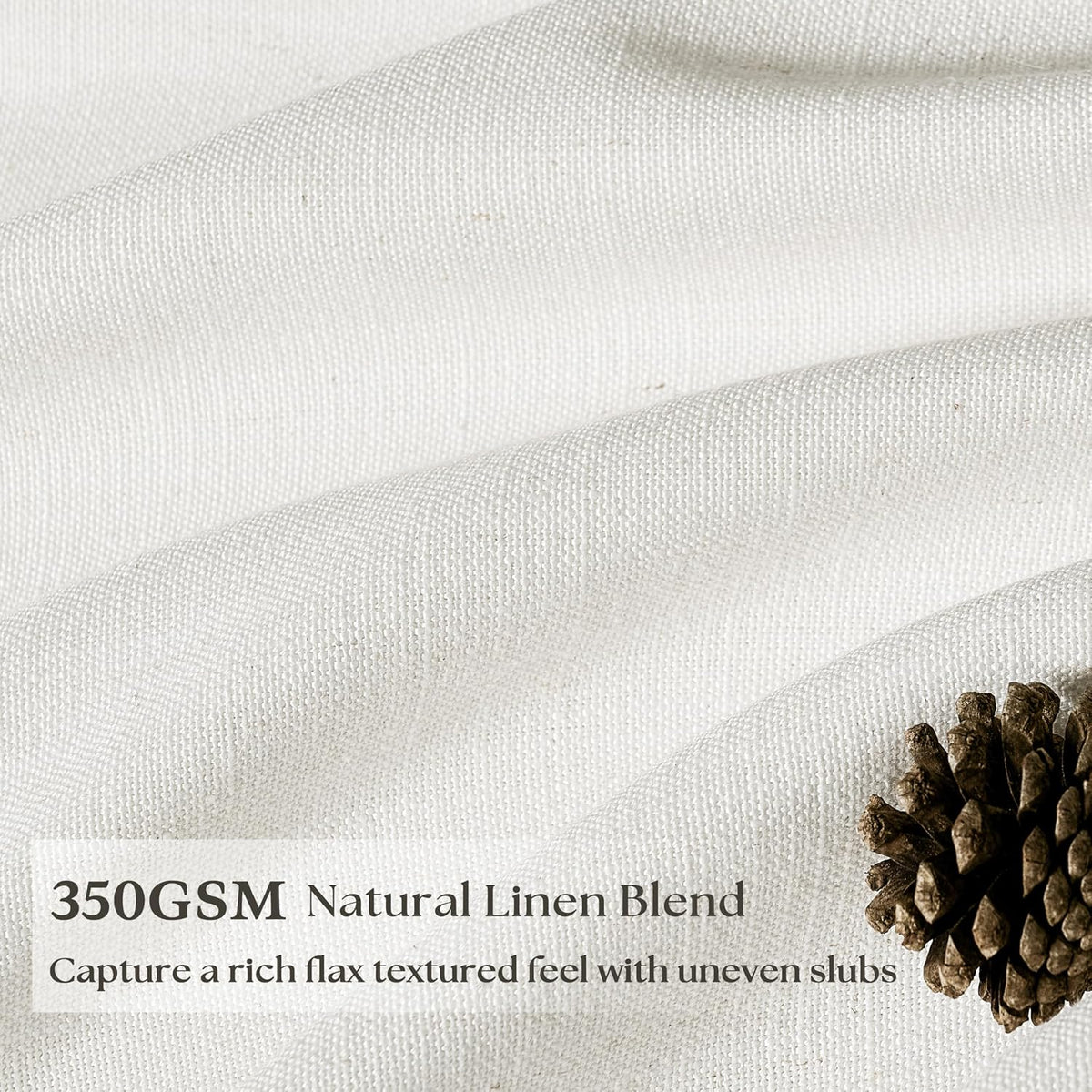 Natural Beige Semi Sheer Pinch Pleated Linen 70 Inch Extra Wide Curtains