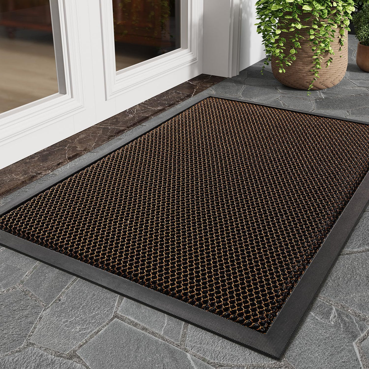 Front Door-Mat Outside Entrance 24"x36" Doormat Non Slip Dirt Trapper Brown